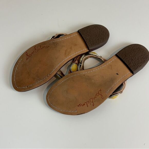 Sam Edelman Gracelyn Thong Flip Flops Yellow Rhinestones 8 - Picture 5 of 7